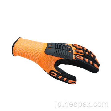 Hespax anti Cut Hppe Safety Rubber Gloves Anti-Impact